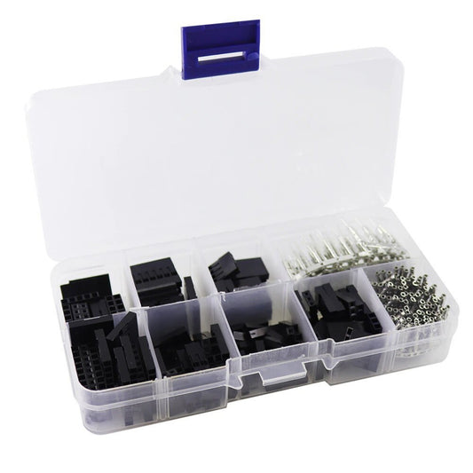 310-piece Dupont jumper wire connector kit in a clear organizer case, ideal for Arduino and DIY electronics.