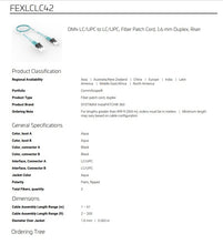 Load image into Gallery viewer, FEXLCLC42-MXF020  LC/UPC to LC/UPC Optical Fiber Cable 3 Feet
