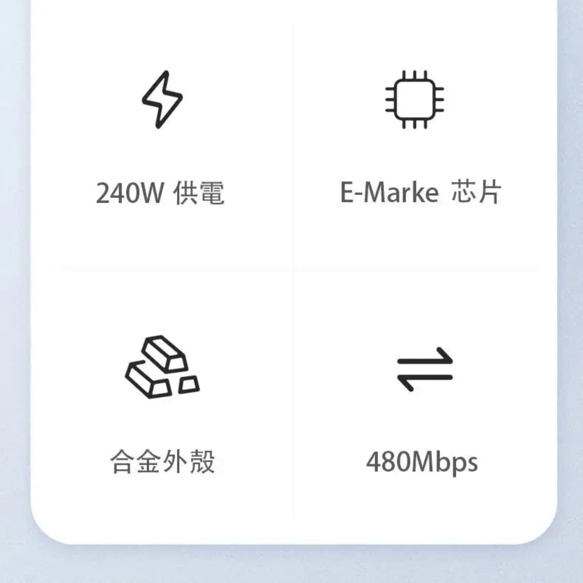 240W fast charging and E-Marker chip features for Hagibis USB-C to USB-C cable.