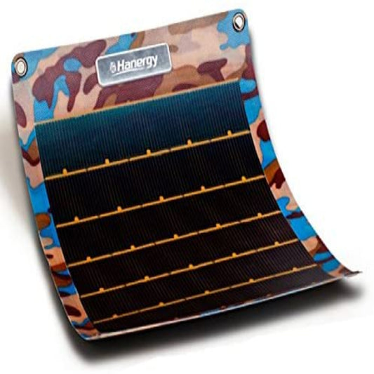 Hanergy flexible camouflage solar panel for outdoor camping, portable lightweight renewable energy charger.