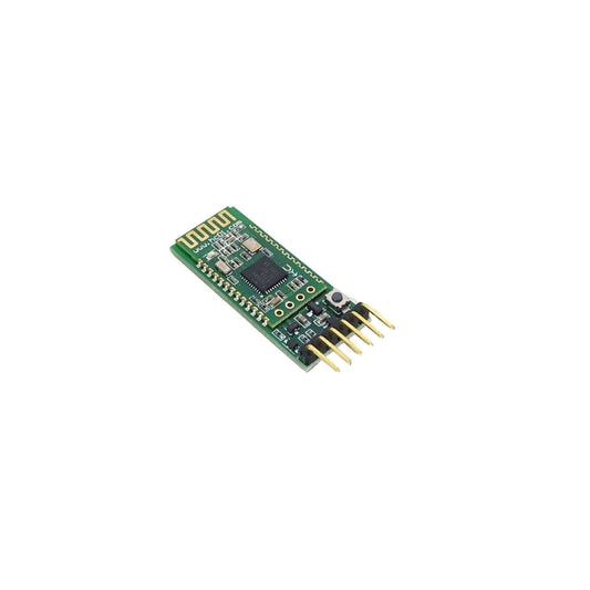 HC-08 Bluetooth 4.0 BLE Serial UART Module at an angle showing the main chip and antenna.