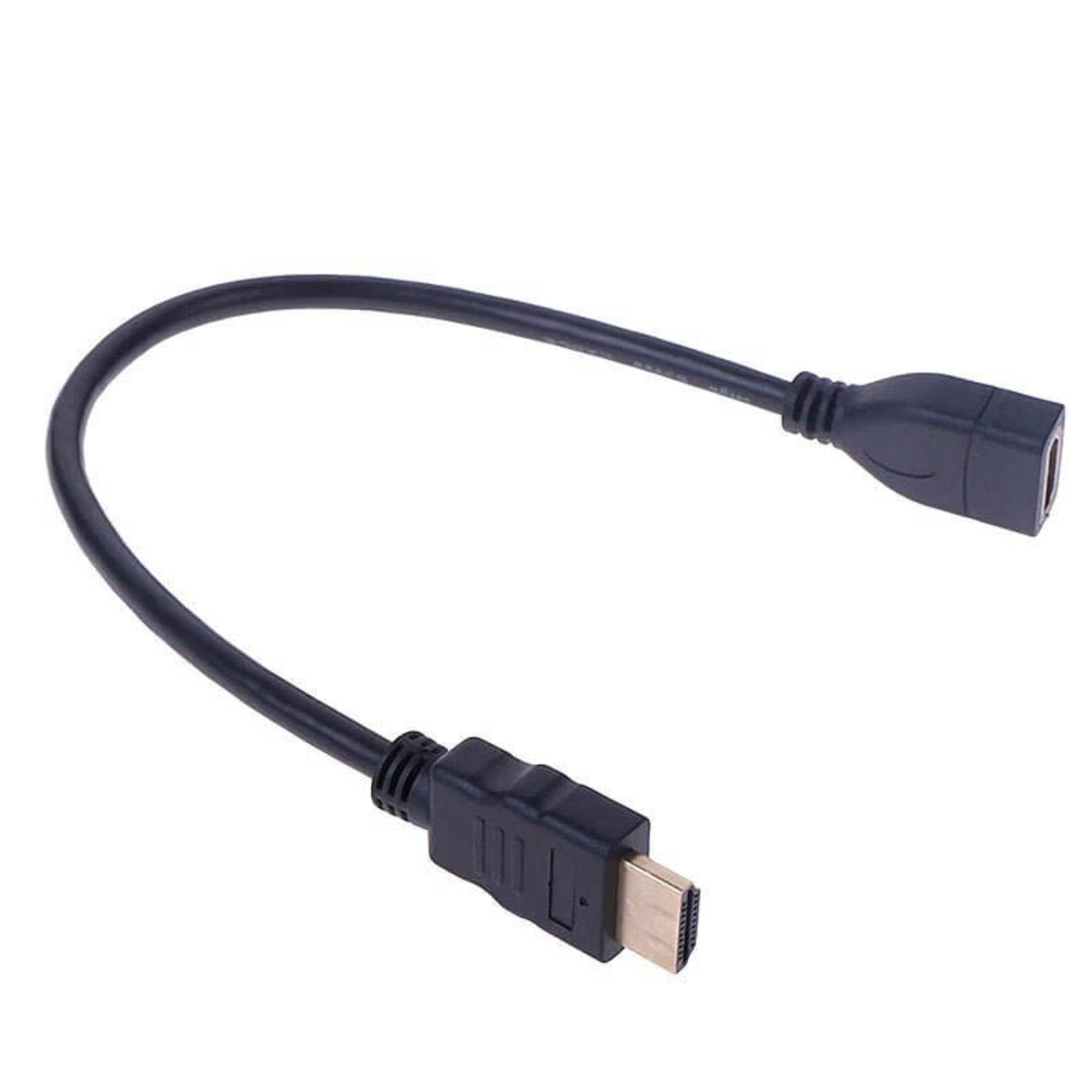 HDMI v1.4 male to female extension cable, 30cm long, compatible with various audiovisual devices for video and audio transmission.