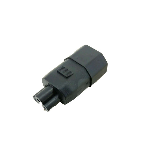 IEC 320 C14 to C5 AC adapter connector, known as Mickey Mouse Converter, for laptop power compatibility.