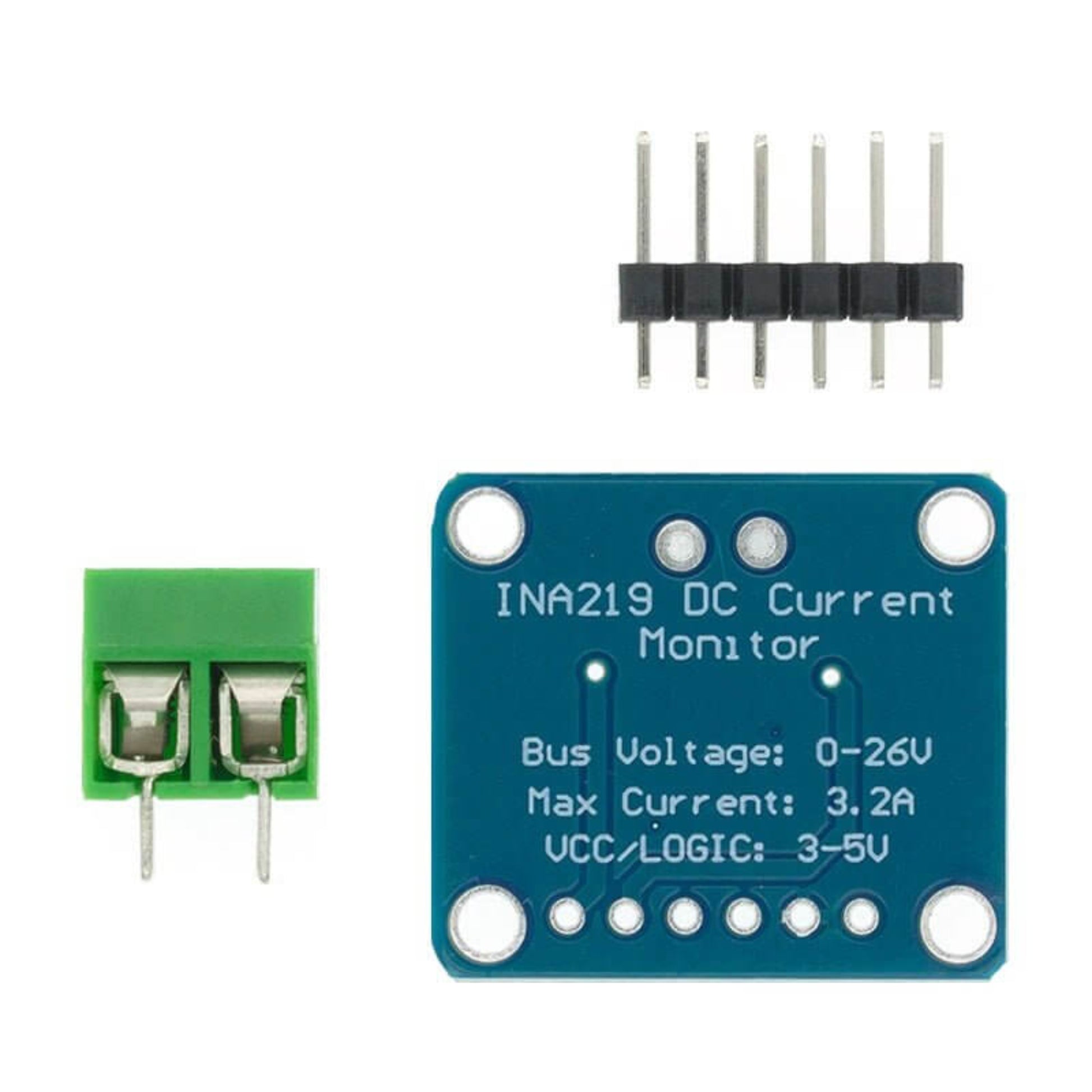 Bi-directional INA219 current sensor breakout module for Arduino and Raspberry Pi, featuring IIC/I2C interface.