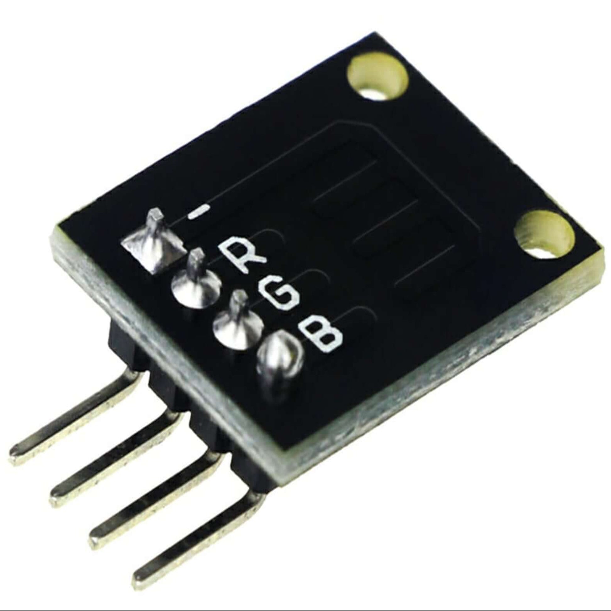 KY-009 RGB SMD LED module for Arduino with R, G, B pins for color control and PWM signal manipulation.