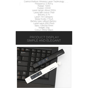 USB Rechargeable Laser Flip Pen - Black