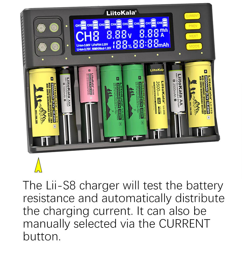 LiitoKala Lii-S8 Smart Universal Battery Charger 8 Slot – Sun