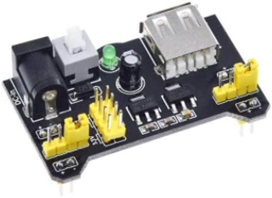 MB-102 Breadboard Power Supply Module with USB and DC input for 3.3V/5V power supply.