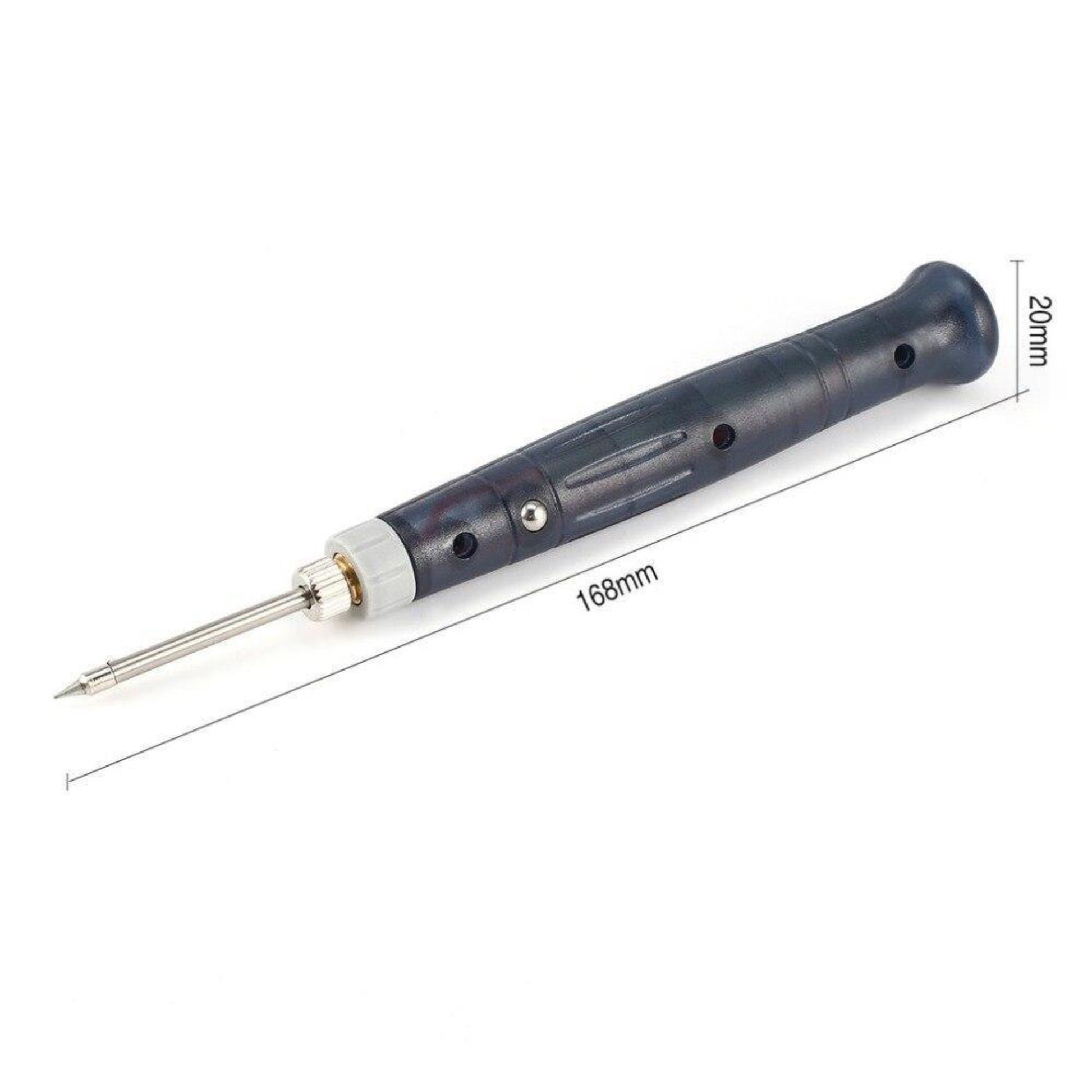5V 8W USB soldering iron with ergonomic handle and precise tip, ideal for small soldering tasks and SMD work.