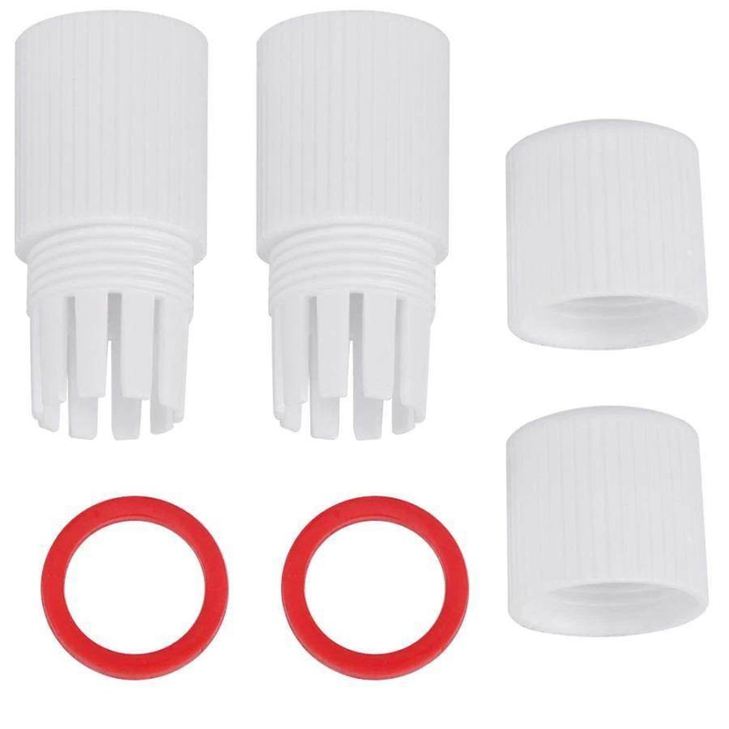 White waterproof connectors and red sealing rings for reliable sealing of PoE adapter cables.