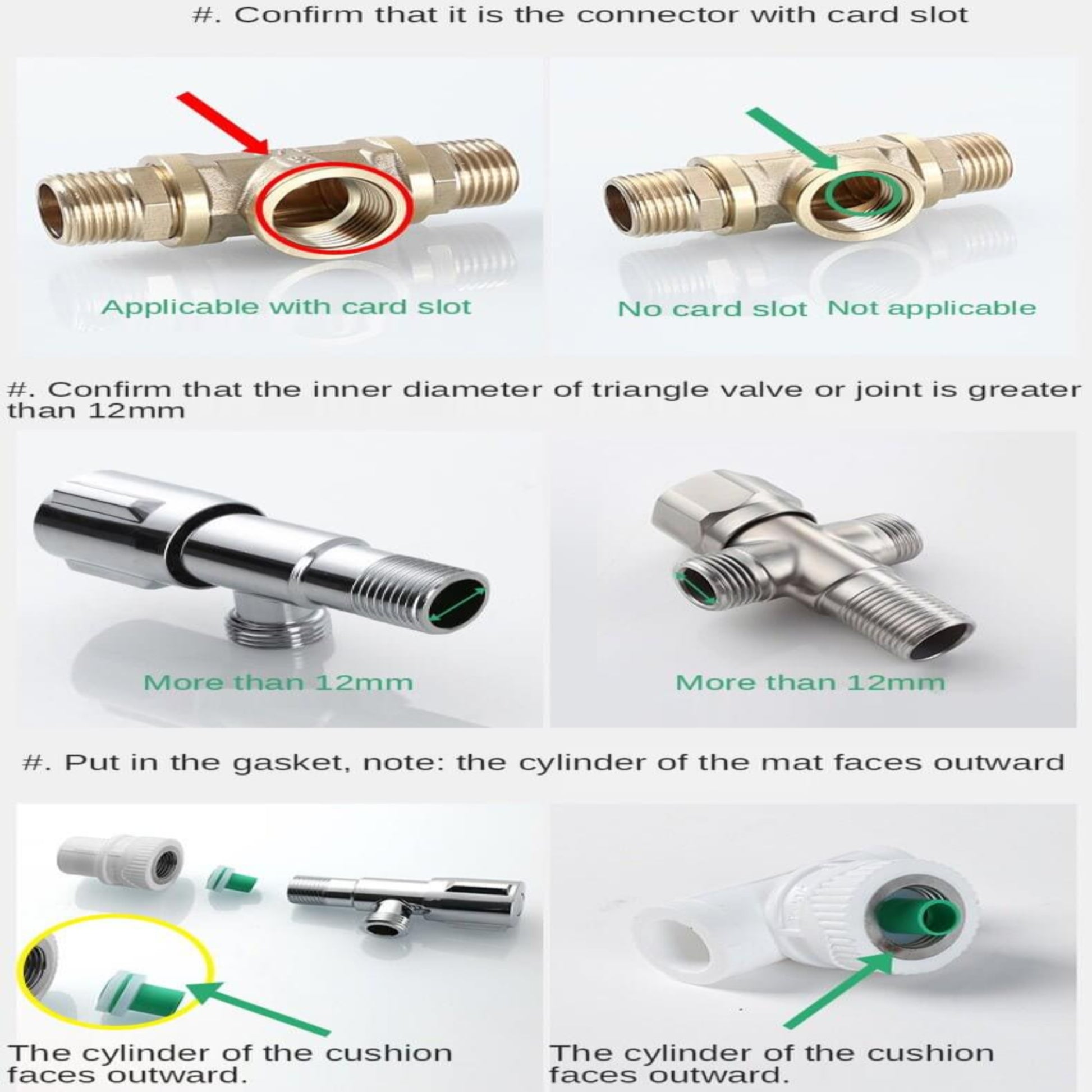 Installation guide for 12pcs quick connectors for pipe, showing usage instructions without Teflon tape.