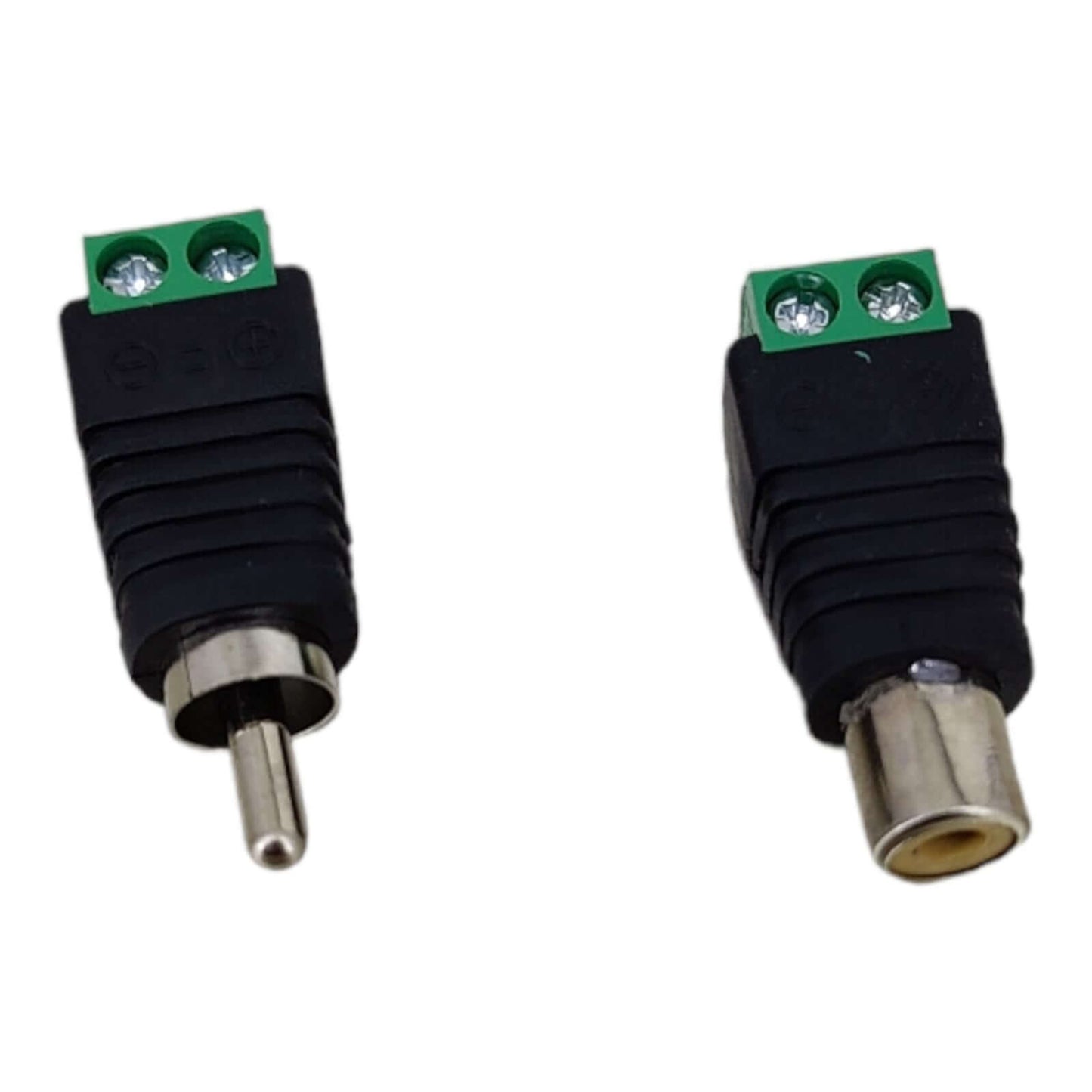 RCA Male and Female Connector Adapter for CCTV, Phono RCA Plug to AV Screw Terminal, easy audio video installation