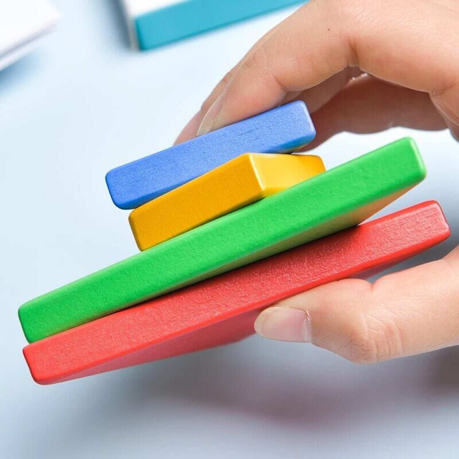 Detail of smooth wood edges and non-toxic paint on Deli tangram