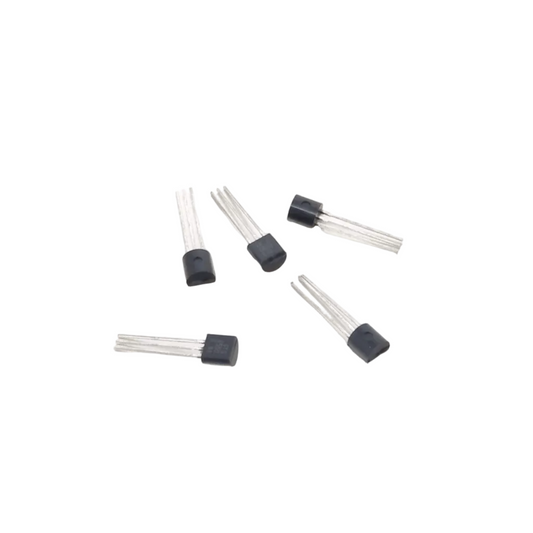 Five STS8550 PNP silicon transistors arranged on a white background