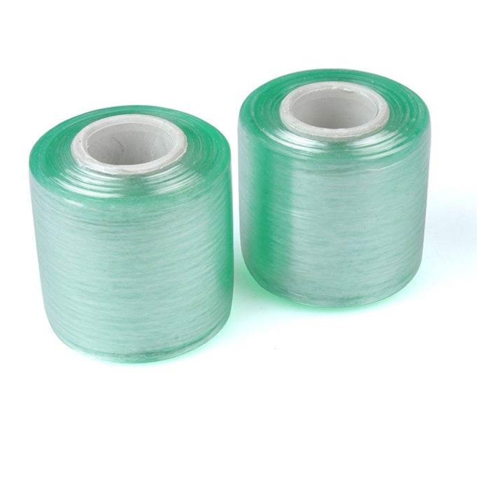 2 rolls of transparent PVC stretch wrap packing film, 6cm wide and 120m long, ideal for industrial sealing and packaging.