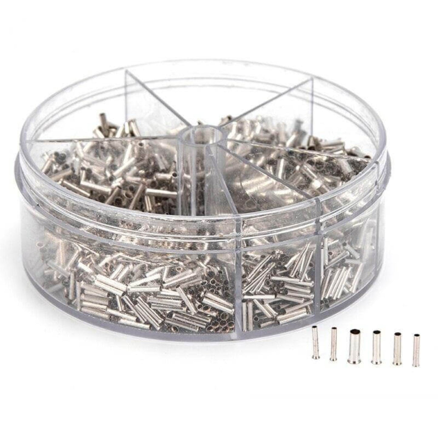 1900pcs Assorted Non-Insulated Tubular Bare Terminals in Storage Box.