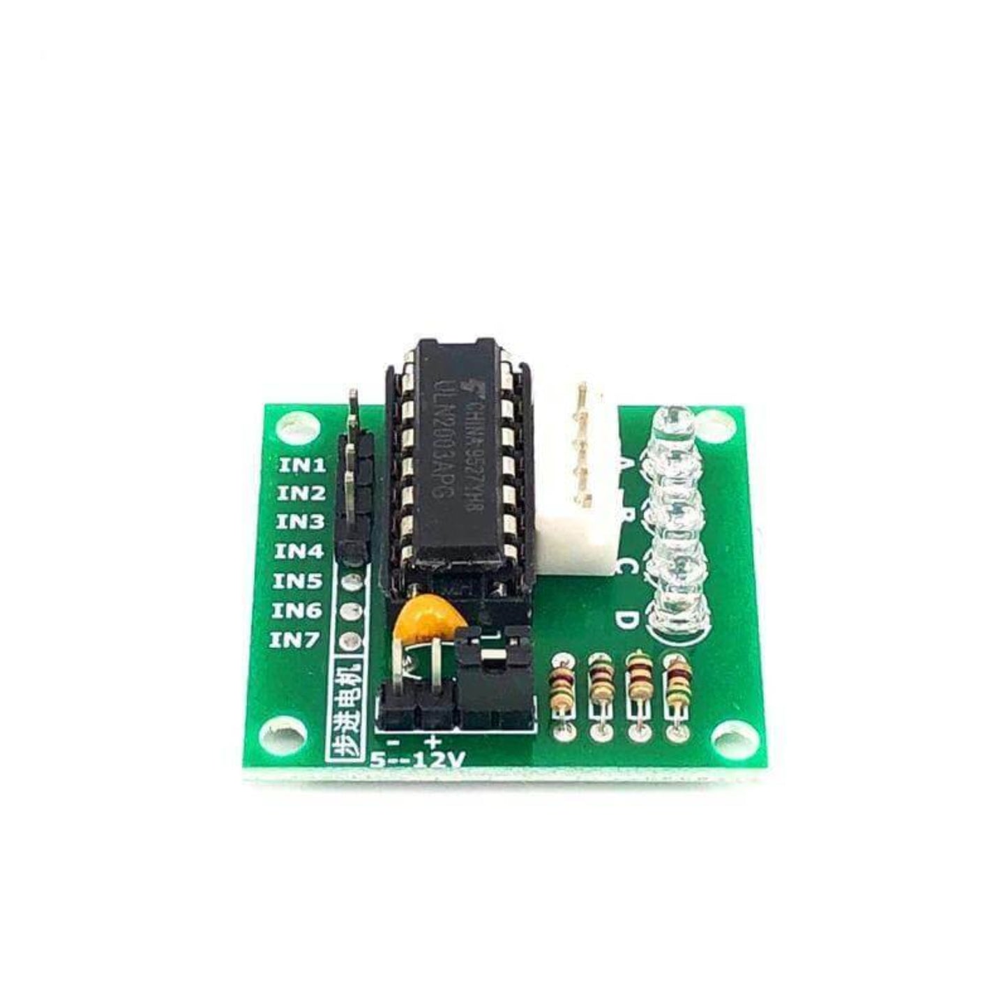 ULN2003 stepper motor driver board module with 4-phase LED status indicators.