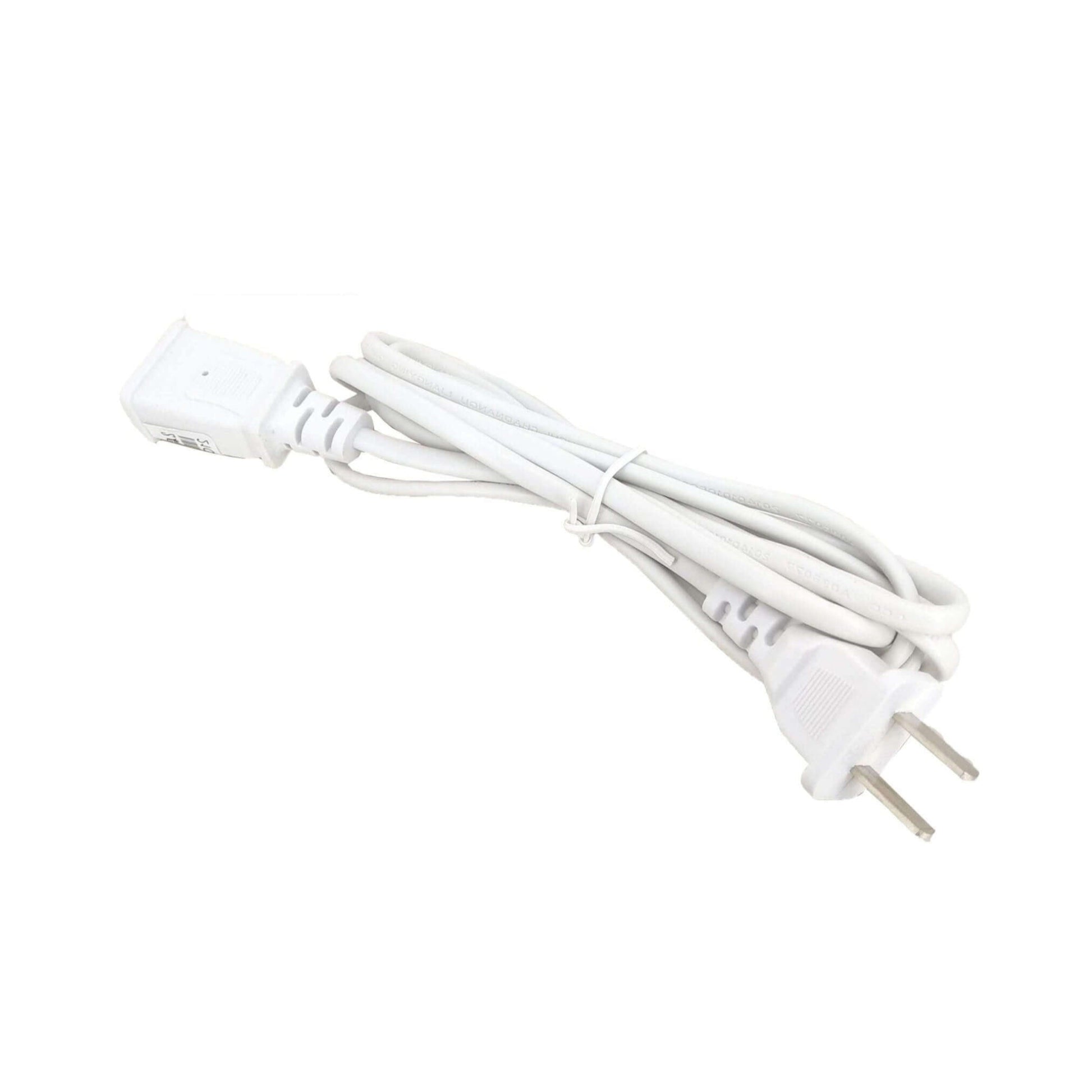 US 2-prong male to female power extension cord, 2 meters. Ideal for USA outlets and tight spaces.