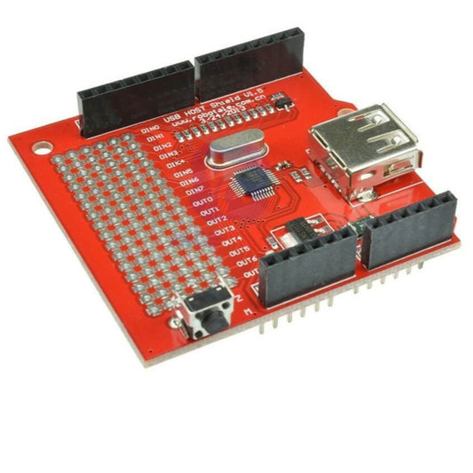 Top view of USB Host Shield V1.6 for Arduino Mega, ideal for DIY electronic module and connectivity.