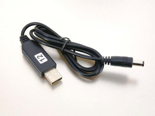 USB 5V to 12V DC Step-Up Voltage Converter Cable for powering 12V devices from USB ports.