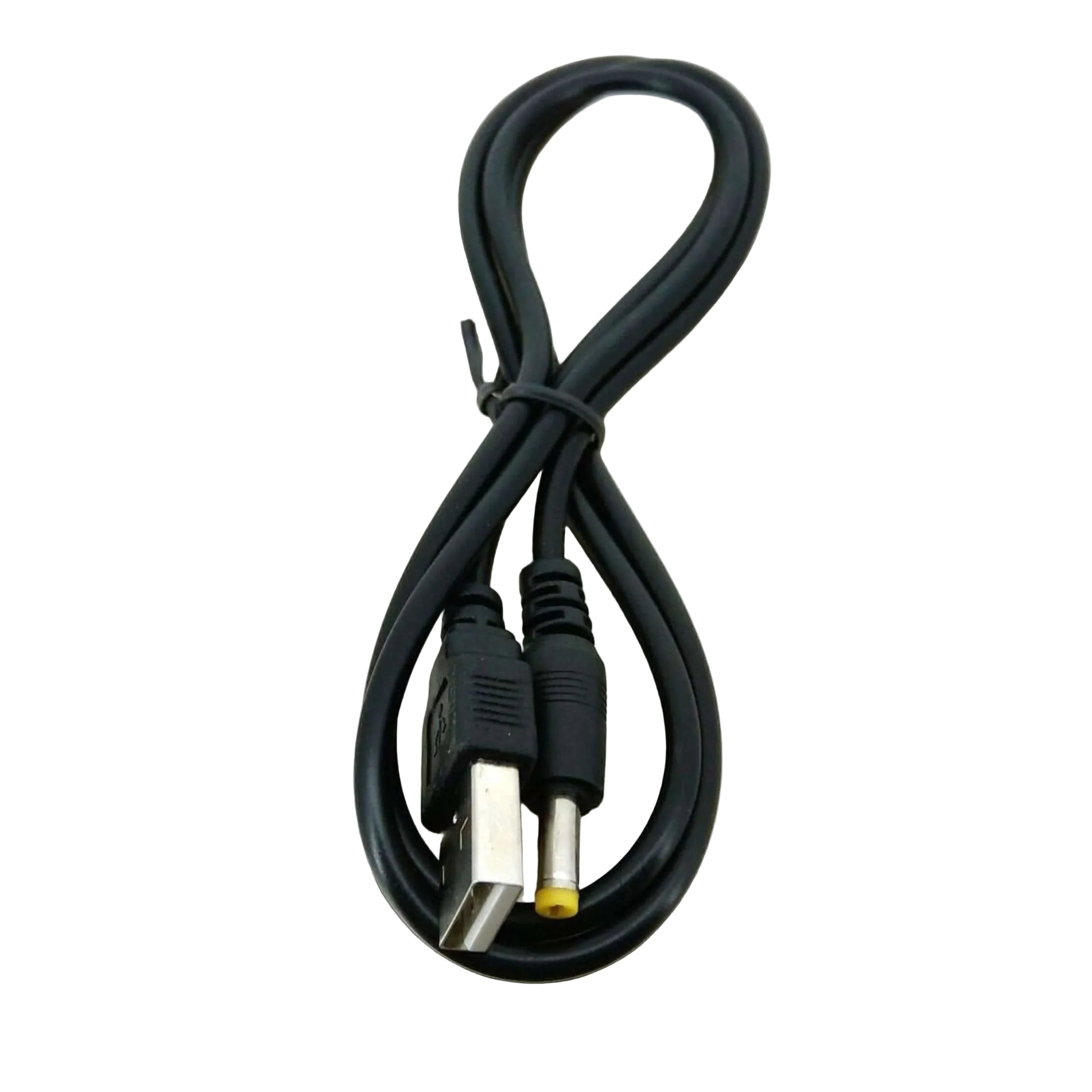 USB-to-DC 4.0x1.7 mm charging cable for PSP and other electronics, featuring USB-A and barrel-jack connectors.